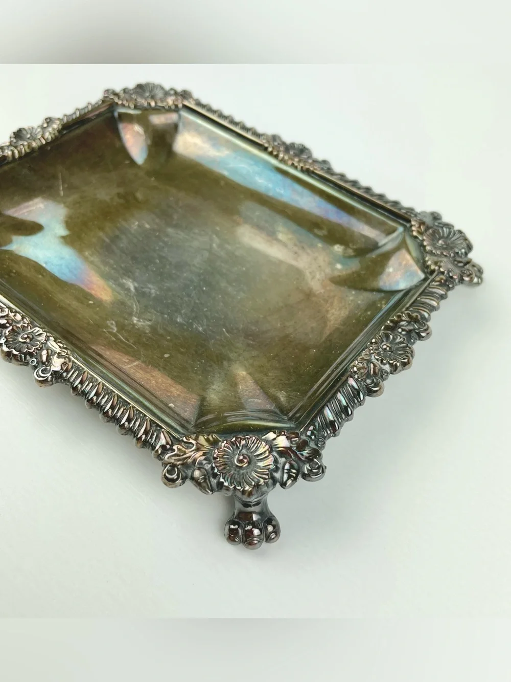 VTG Rideau Plate Silver Plated EP Copper Decorative Footed Soap Dish Victorian
